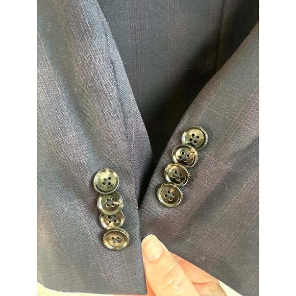 Ted Baker London Endurance 42R Wool Charcoal Gray w/ Purple Plaid Design Blazer - Picture 9 of 11